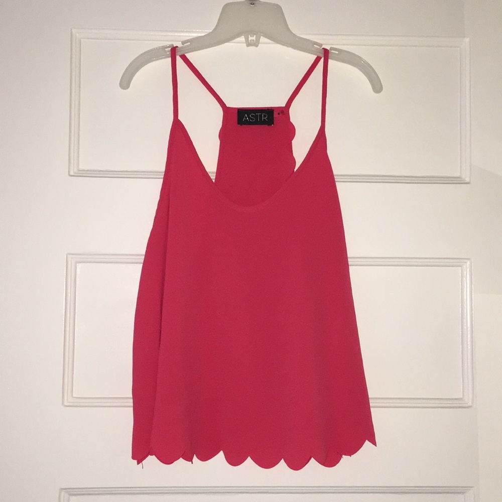 ASTR Little Scallop Hem Spaghetti Tank